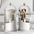 Makeup Brush Holder Organizer with Clear Lid 360 Rotating Sliding Opening Dustproof Brushes