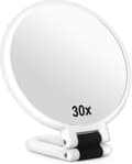 30x Magnifying Mirror Travel Handheld Mirrors with Handle - Double-Sided Handheld Mirror with 1X 30X Magnification