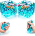 2-pack Ice Cube Fidget Toys, Squeezable Stress Relief Cubes for Adults Blue
