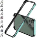Metal Frame Bumper Shell Compatible 14 Pro Max/14 Pro/14 With Raised Edge Gr Green iPhone 14 Plus