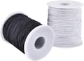 Elastisk snor til armbånd, 2 ruller 1 mm stærk strækbar elastisk snor til smykkefremstilling, halskæder, perler sort og hvid