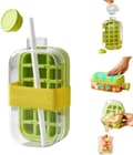 Green 2-in-1 Ice Cube Bottle with Straw - 800ml Touch-Free Ice Maker & Water Bottle for Coffee, Juice, Drinks, Easy Release