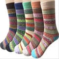5 Pairs Women's Wool Socks Knit Warm Casual Wool Crew Winter,