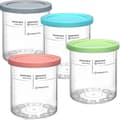 For Ninja Creami Deluxe 4-pack Replacement Pints and Lid Set with Secure Locking Ribs Compatible with NC501 NC500 Series Ice Cream Maker Accessories