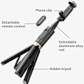 Miniatyrbild 3 av 7: Bluetooth trådlös handhållen Selfie Stick-stativ Utdragbar monopod med fjärrkontroll-USB-uppladdningsbar White
