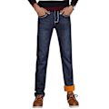 Miniatyrbild 1 av 3: Vinterjeans för män, termiska, fleecefodrade, långa denimbyxor, avslappnade varma byxor för kontor och resor