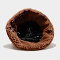 Miniatyrbild 5 av 5: Fiskarhatt i plysch för damer, vinterhatt, fluffig bucket hat, varm fiskarhatt (svart)