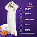 Miniatyrbild 5 av 5: Unisex Vuxen Onesie Pyjamas Djur Heldräkt Halloween Kostym Jul Sovkläder Jumpsuit White Chicken Small