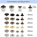 Miniatyrbild 4 av 5: Läder Tryckknappar Kit, 120 Set Metall Tryckknappar med 6 Monteringsverktyg, för Kläder
