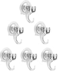 Set med 6 sugproppskrokar 80mm Kraftfullare, väggkrok, transparent plast
