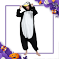 Miniatyrbild 2 av 5: Unisex Vuxen Onesie Pyjamas Djur Heldräkt Halloween Kostym Jul Sovkläder Jumpsuit Black Penguin Large