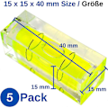 Miniatyrbild 4 av 5: Vattenpass, 5-pack, 15 x 15 x 40 mm, Precisionsvattenpass med luftbubbla, Minivattenpass