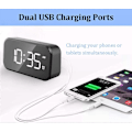 Miniatyrbild 5 av 5: LED Digital Väckarklocka Sängbord Nätansluten, 5 LED Digital Display Snooze Väckarklocka med Dubbla USB-Portar, 12/24 Timmar, 6 Ljusstyrkenivåer, Snooze-Funktion