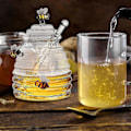 Miniatyrbild 4 av 5: Honungsbehållare i Glas - Honungsburk Sirapsbehållare | Transparent Honungsburk Med
