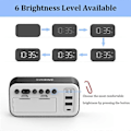 Miniatyrbild 4 av 5: LED Digital Väckarklocka Sängbord Nätansluten, 5 LED Digital Display Snooze Väckarklocka med Dubbla USB-Portar, 12/24 Timmar, 6 Ljusstyrkenivåer, Snooze-Funktion