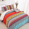 Miniatyrbild 2 av 5: Bohemiskt Quiltat Överkast Dubbel 3 Delars Patchwork Överkast Vändbart Mjukt Mikrofiber Sängkläder 220*240cm