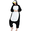 Miniatyrbild 1 av 5: Unisex Vuxen Onesie Pyjamas Djur Heldräkt Halloween Kostym Jul Sovkläder Jumpsuit Black Penguin Medium