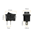 Miniatyrbild 4 av 4: Mini Rocker Switch T85 KCD1-101 2-polig SPST Vippströmbrytare med Kablage Svart (10 st)