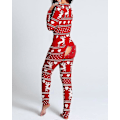 Miniatyrbild 4 av 5: Sexig pyjamas för kvinnor julpyjamas nyårs jumpsuit sovkläder knäppning fram bak rumpa öppen rumpa flik jumpsuit jul tryck loungewear