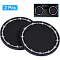 Miniatyrbild 1 av 5: Bilunderlägg, 2-pack PVC Bilmuggshållare Gadget Auto Insats Underlägg - Halkskydd Universal Biltillbehör (2,75\" Diameter) Svart
