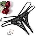 Miniatyrbild 1 av 5: 2025 Senaste Modell Dam Spets Trosor Blommig Spets Briefs Mesh Utskurna G-String Trosor T-rygg Underkläder 1-4 Pack Svart Stor