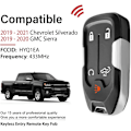 Miniatyrbild 2 av 5: Ersättning för 2019 2020 2021 Chevrolet Silverado GMC Sierra Nyckel Fob Fjärrkontroll HYQ1EA 5 Knappar 433MHz