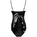 Miniatyrbild 2 av 5: 2025 Senaste Modell Dam En Del Halter Jumpsuit Våt Look Läder Leotard Bodysuit Svart-tuzi Medium