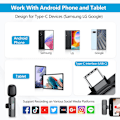 Miniatyrbild 3 av 5: 2-pack Trådlös Mikrofon USB C för iPhone 15-16 Android-telefon, Professionell Typ C Lavalier Mikrofon Mini Mygga för Intervjuinspelning