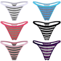 Miniatyrbild 1 av 2: 2025 Senaste Modell Damtrosor Bomull Trosor 6-pack G-String Randig Large-X-Large