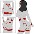 Miniatyrbild 2 av 5: Sex Bondage Kit Restriktioner 6 Delars Set med Justerbara Handbojor Ankelmanschetter Lårmanschetter Ögonbindel Korsrem Midjerem Vuxen SM