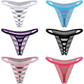 Miniatyrbild 2 av 2: 2025 Senaste Modell Damtrosor Bomull Trosor 6-pack G-String Randig Large-X-Large