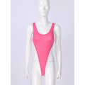 Miniatyrbild 4 av 5: Dam Vuxen Högt Skuren String Bikini Bodysuit Nattkläder En Del Monokini Baddräkt Hot Pink One Size