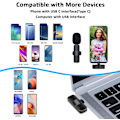 Miniatyrbild 5 av 5: Trådlös Lavalier Slagmikrofon för iPhone Android Telefon Laptop - Bluetooth Mini Mikrofon med USB C Gränssnitt för YouTube Tiktok Videoinspelning