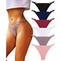 Miniatyrbild 1 av 5: 2025 Senaste Modell Damunderkläder Bomull Högt Skurna String Bikini Trosor Låg Midja Hipster Damer Sexiga Cheeky Underkläder Paket A-6pack