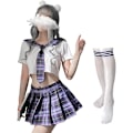 Miniatyrbild 1 av 5: 2025 Senaste Modell Skolflicka Kläder Japansk Rutig Plisserad Kjol JK Uniform Cosplay Underkläder 7039vit Lila