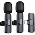 Miniatyrbild 1 av 5: 2-pack Trådlös Mikrofon USB C för iPhone 15-16 Android-telefon, Professionell Typ C Lavalier Mikrofon Mini Mygga för Intervjuinspelning