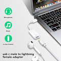 Miniatyrbild 3 av 5: Högkvalitativ, helt ny USB C till Lightning Hörlursljudadapter för iPhone 16 15 Plus Pro Max med Laddning och Data, Typ C Hane till F