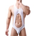 Miniatyrbild 3 av 4: 2025 Senaste Modell Herr Body Stringtrosa G-string Trikå Mesh Brottningstrikå Jumpsuit Underkläder Baslager Vit Large