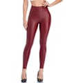 Miniatyrbild 3 av 3: 2025 Senaste Modell Dam Faux Läder Leggings Hög Midja Konstläder Byxor för Kvinnor Svart Stretchig Sexig PU