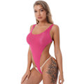 Miniatyrbild 1 av 5: Dam Vuxen Högt Skuren String Bikini Bodysuit Nattkläder En Del Monokini Baddräkt Hot Pink One Size