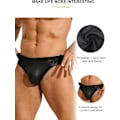Miniatyrbild 4 av 5: 2025 Senaste Modell Herr Spetsunderkläder Sexig Stringtrosa G-String Låg Midja PU Konstläder Påse Trunkar Mjuka Jockstrap Trosor Kalsonger Svart L