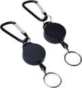 2-pack utdragbar jojo-nyckelring med karbinhake, svart
