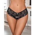 Miniatyrbild 2 av 5: 2025 Senaste Modell Spets Trosor för Kvinnor Strass Cheeky Briefs Korsad String Hipster Underkläder Svart XX-Large