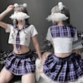 Miniatyrbild 2 av 5: 2025 Senaste Modell Skolflicka Kläder Japansk Rutig Plisserad Kjol JK Uniform Cosplay Underkläder 7039vit Lila