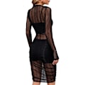 Miniatyrbild 2 av 5: 2025 Senaste Modell Dam Sexig Bodycon Genomskinlig Mesh Rynkad Slim Midi Party Klubb Nattklänning