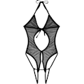 Miniatyrbild 2 av 4: 2025 Senaste Modell Underkläder Dam Sexiga Damers 1-Delad Rygglös Nät Bodysuit Hals Snörning Ren Teddy 2024 Underkläder Dam Plus Svart