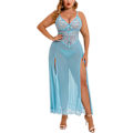 Miniatyrbild 1 av 5: 2025 Senaste Modell Plus Size Underkläder För Kvinnor Babydoll Sexig Mesh Maxi Nattlinne Axelband Exotiska Sovkläder Sidoslitsar