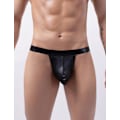 Miniatyrbild 5 av 5: 2025 Senaste Modell Herr Jockstrap Underkläder Faux Läder Tanga Underkläder G-String med Påse Butt-Flaunting Gym Låg Midja Brief Svart X-Lar