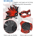 Miniatyrbild 3 av 5: 2025 Senaste Modell 2024 Ny Maskeradmask med Fjäder för Par - Maskeradmask för Kvinnor med Fjäder & Venetiansk Kostym för Män