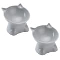 2 högfots kattskålar - blå-grå*2